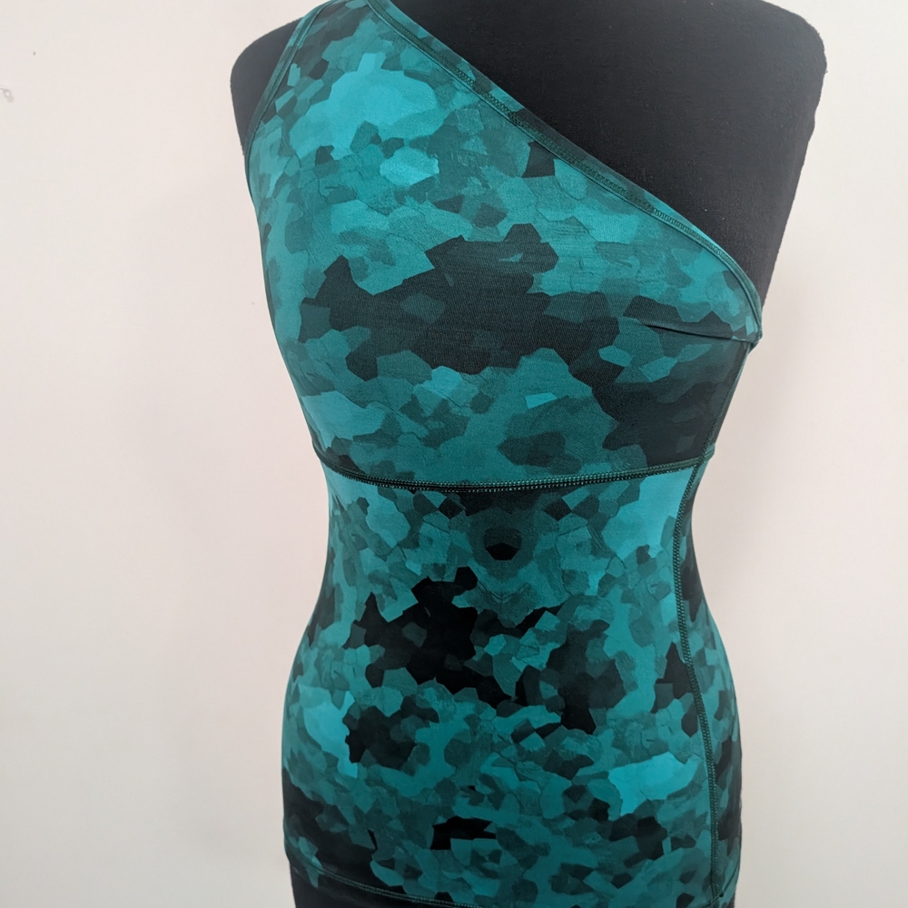 Lululemon Athletica Teal Camouflage One-Shoulder Tank Top